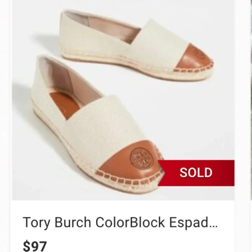 Tory Burch Size 7 Vacation Blue Green Slip-On Espadrille Quiet Luxury Flats